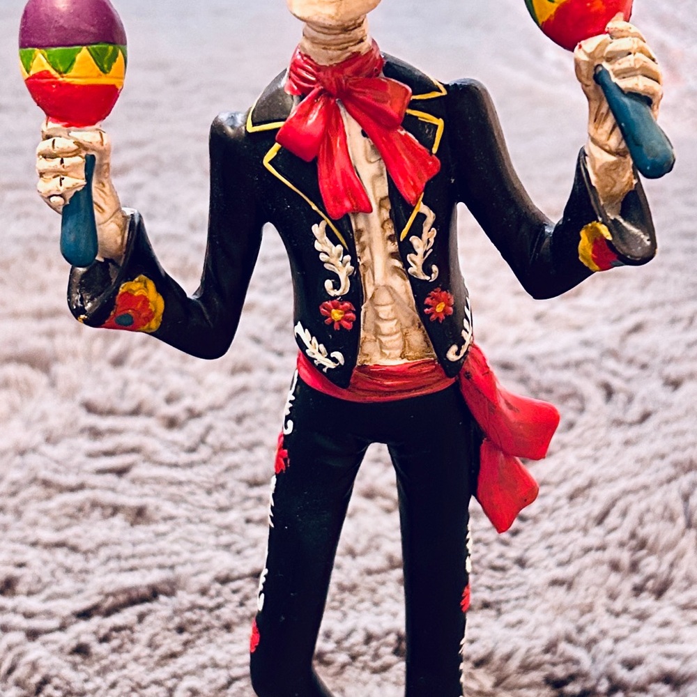 Colorful Skeleton Figurine with Maracas